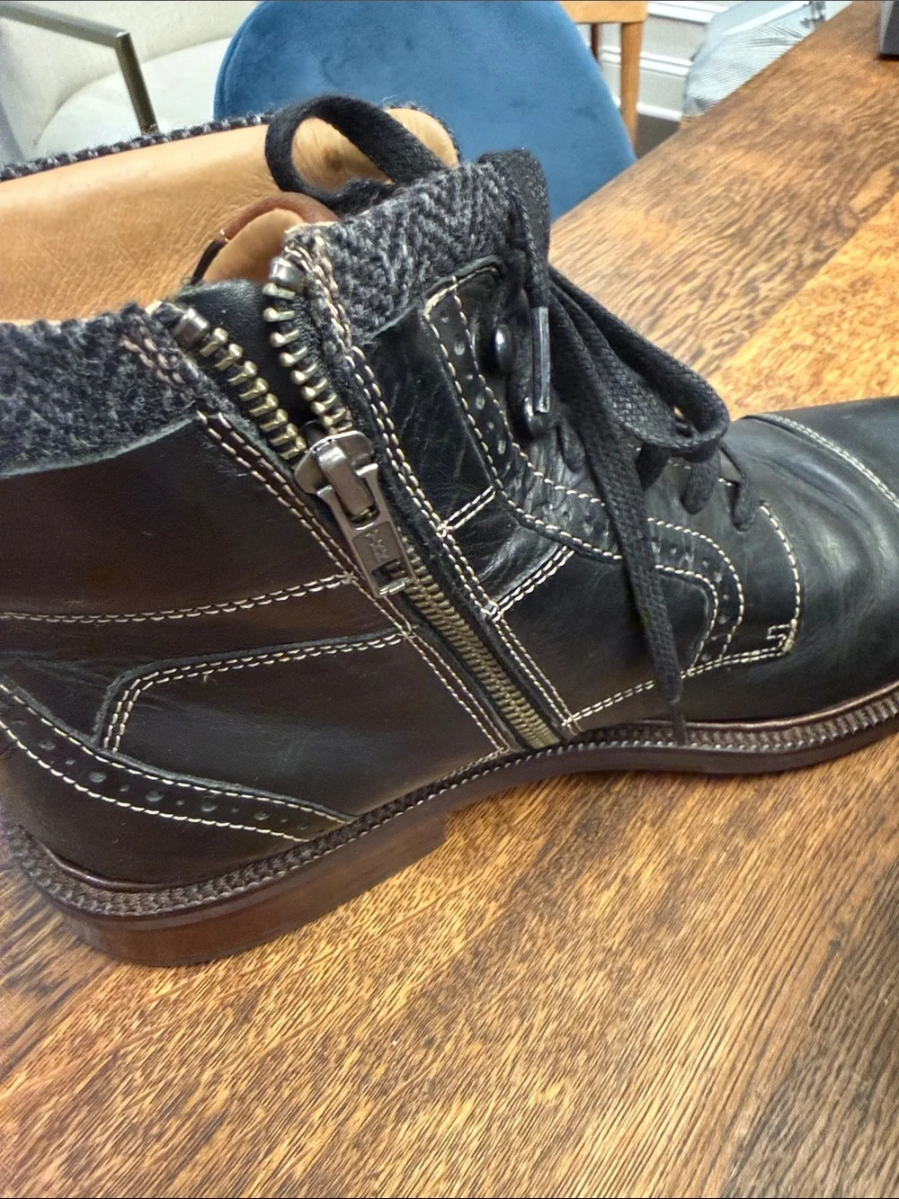 Johnston & Murphy Warner Black Leather Cap Toe Zip Boots Mens Size 10.5M
